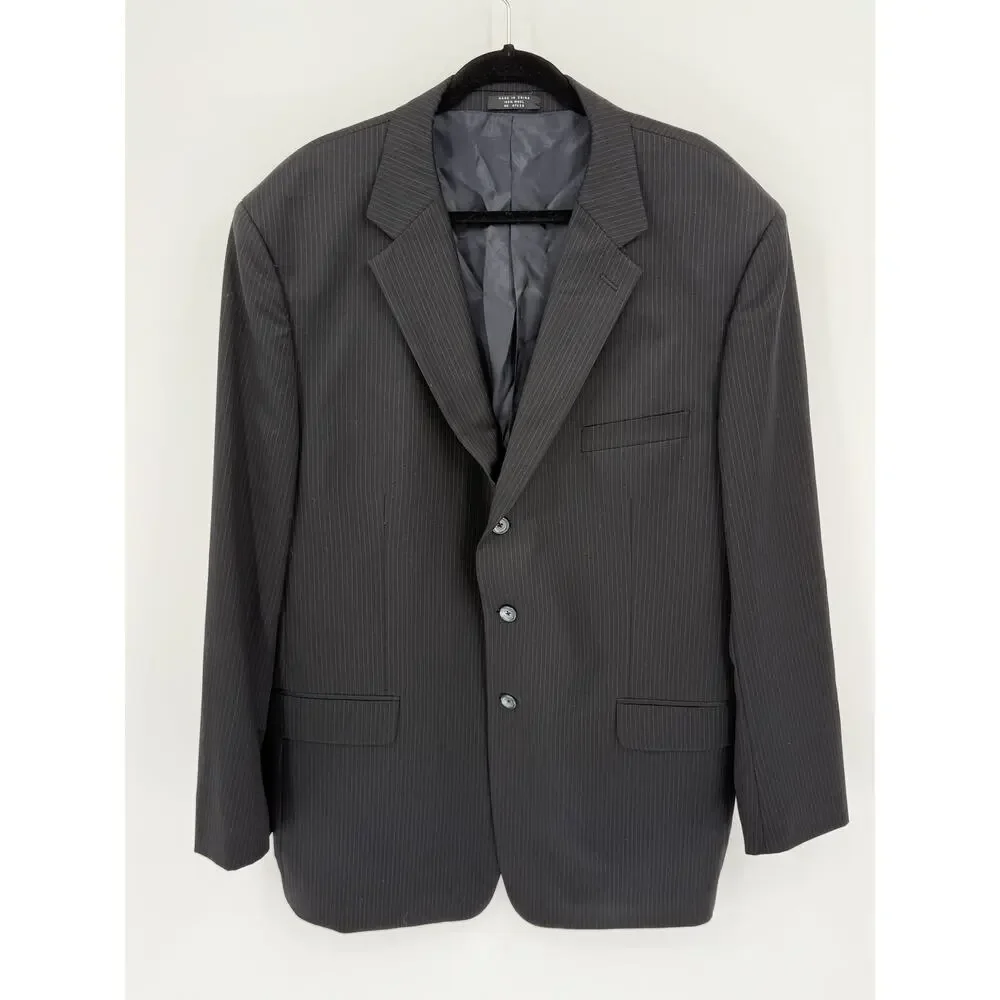 Evan-Picone Black Label Men's 100% Wool Pinstripe Sport Coat Blazer 46L Career